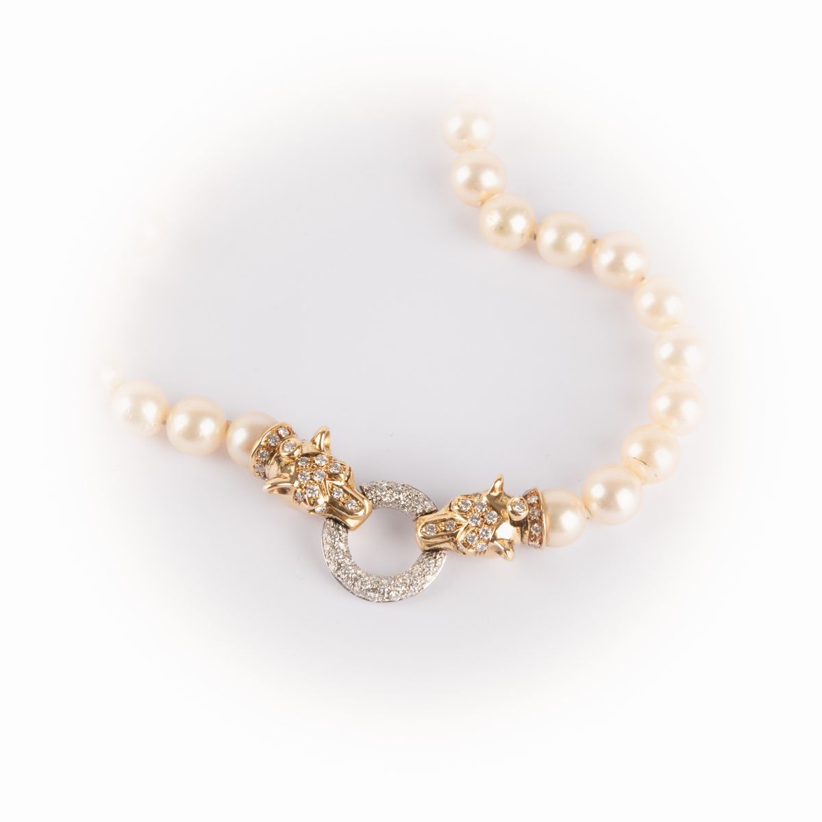 Collana di Perle Coltivate Giapponesi con Fermezza Fantasia Centrale di Manifattura Artigianale C...
