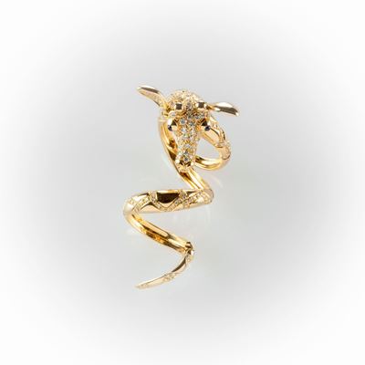 Anello Giraffa Gismondi di Particolare Manifattura Realizzato in Oro Rosa con Diamanti Bianchi Ta...