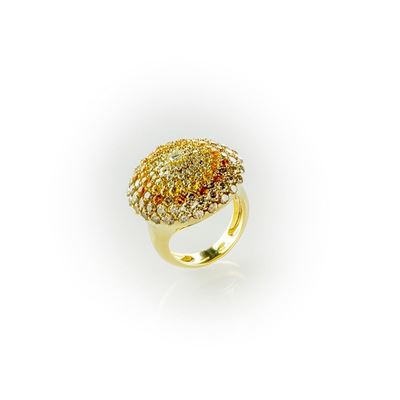 Anello Salvini in Oro Giallo Realizzato con Particolare Pavè di Diamanti Brown di Più Sfumature d...