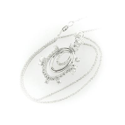 Girocollo Recarlo in Oro Bianco con Ciondolo con Fantasia di Diamanti Taglio Brillante. Lunghezza...