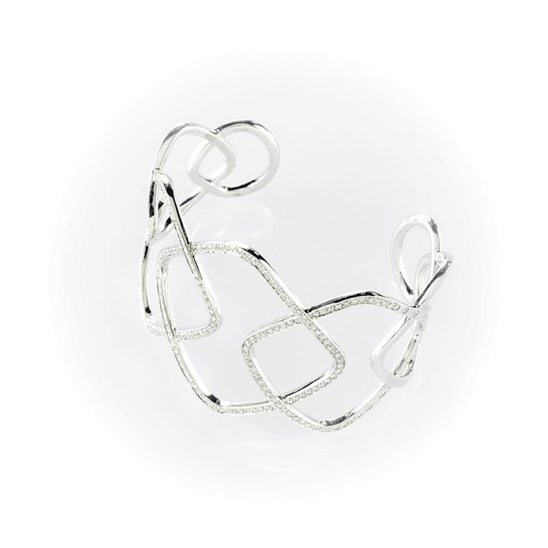 Bracciale Gismondi Rigido in Oro Bianco e Diamanti Bianchi