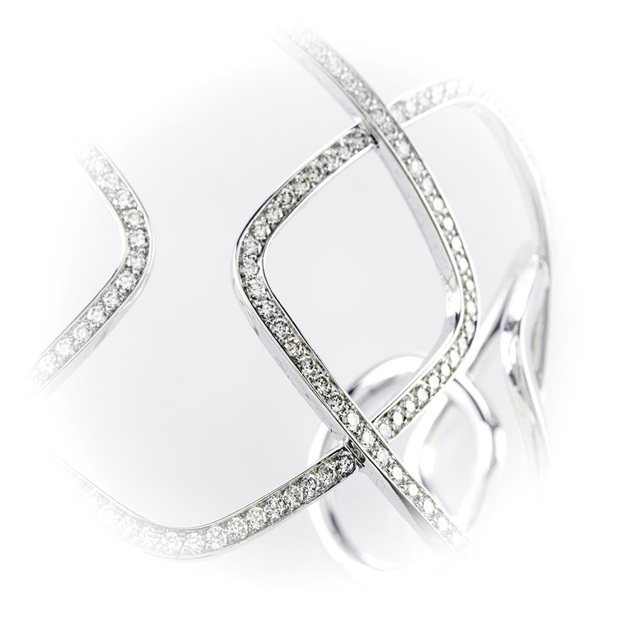Bracciale Gismondi Rigido in Oro Bianco e Diamanti Bianchi