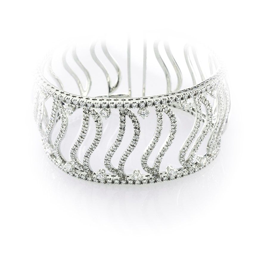 Bracciale Rigido in Oro Bianco e Diamanti Bianchi