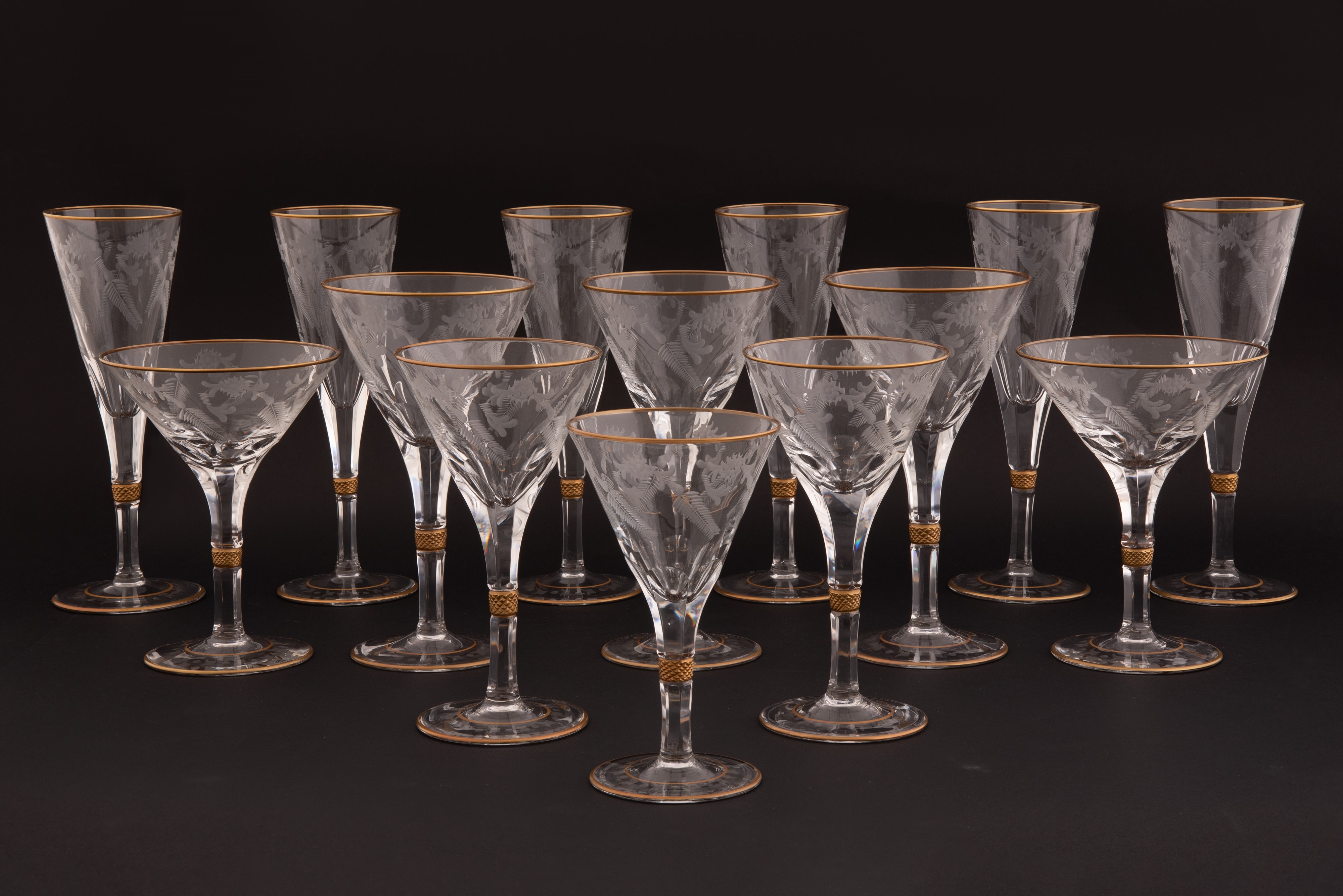 Servizio Bicchieri Baccarat Bordati Oro