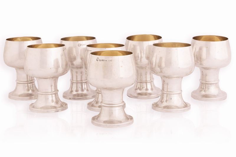 8 Coppe Lisce in Argento