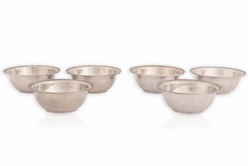 6 Ciotoline in Argento Stile Impero