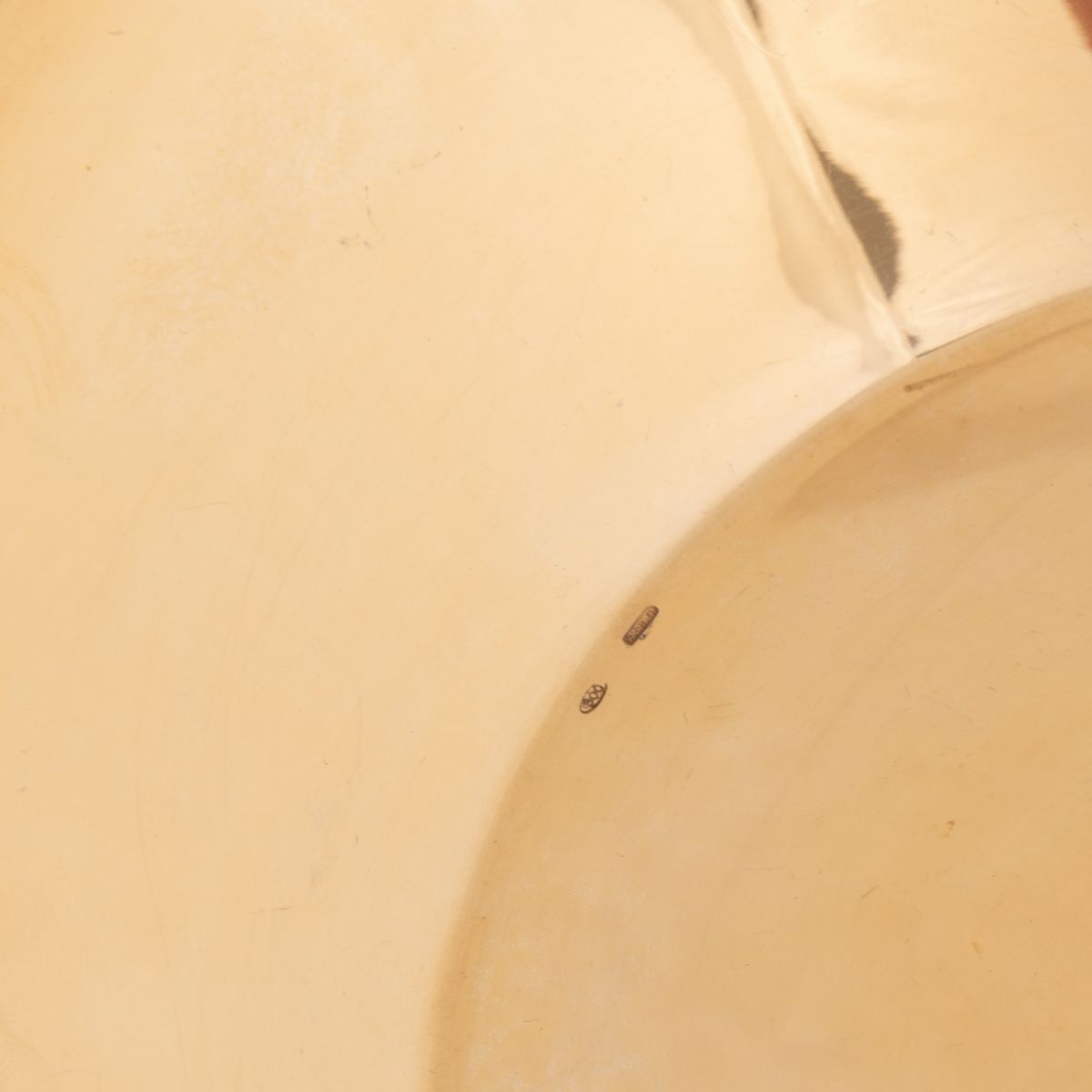 Centrotavola in Argento Cerfagli con Interno Dorato a Vermeil e Bordo Decorato a Ramo D'ulivo