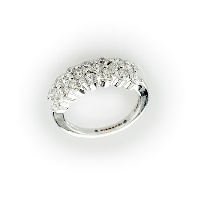 Anello in Oro Bianco Gismondi con Diamanti Bianchi Taglio Brillante e Fantasia