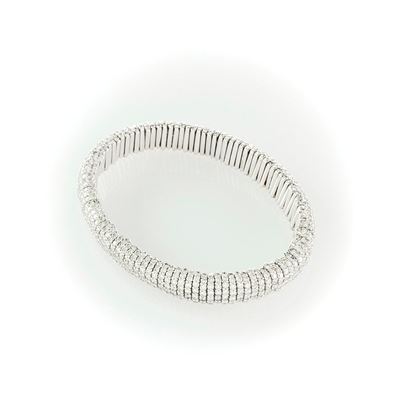 Bracciale a Maglia Elastica Gismondi in Oro Bianco e Diamanti Bianchi Taglio Brillante