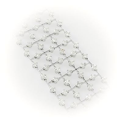 Bracciale a Fascia Morbida in Oro Bianco e Diamanti Bianchi Taglio Brillante Realizzato da Pregev...