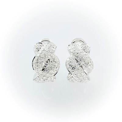 Boccole Recarlo in Oro Bianco con Fantasia di Pavè Diamanti Bianchi Taglio Brillante