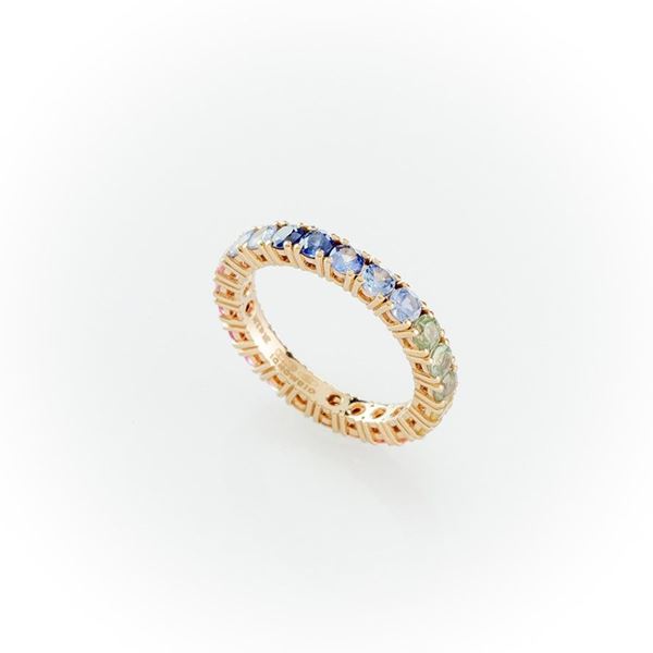 Gismondi ring with sapphires in different round cut colours