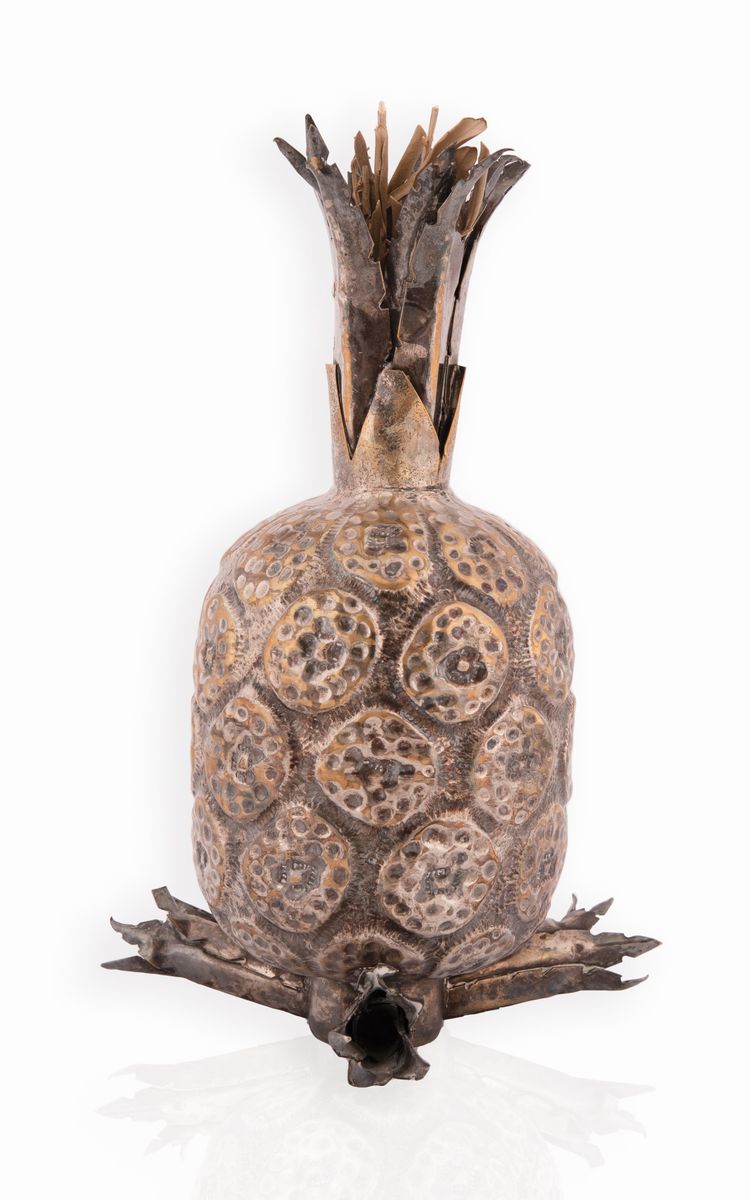 Bottiglia in Metallo Argentato a Forma di Ananas