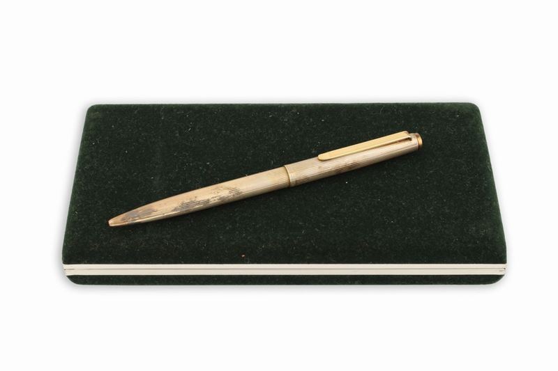 Penna a Sfera in Argento 925925 Lalex - Napoli in Scatola di Velluto Verde