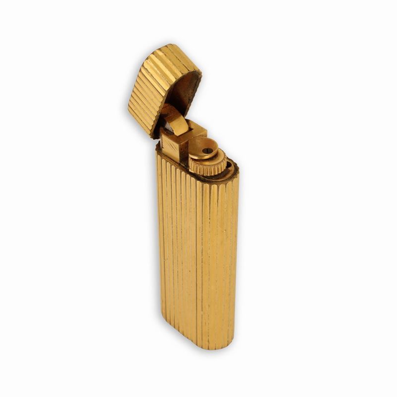 Accendino Cartier Laminato in Oro con Filettatura Verticale