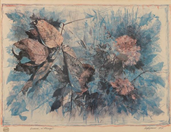 Renzo Vespignani - Natura morta di fiori e foglie