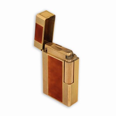 Accendino in Lacca Marrone e Oro Dupont Linea Gatsby