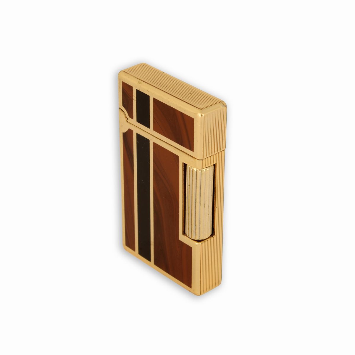 Accendino in Lacca Marrone con Fascia Nera e Oro Maxim