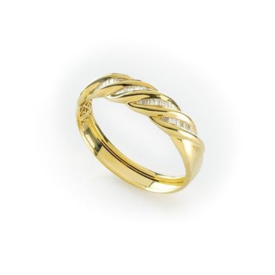 Bracciale Rigido Salvini in Oro Giallo 18 Kt e Diamanti Taglio Baguette.