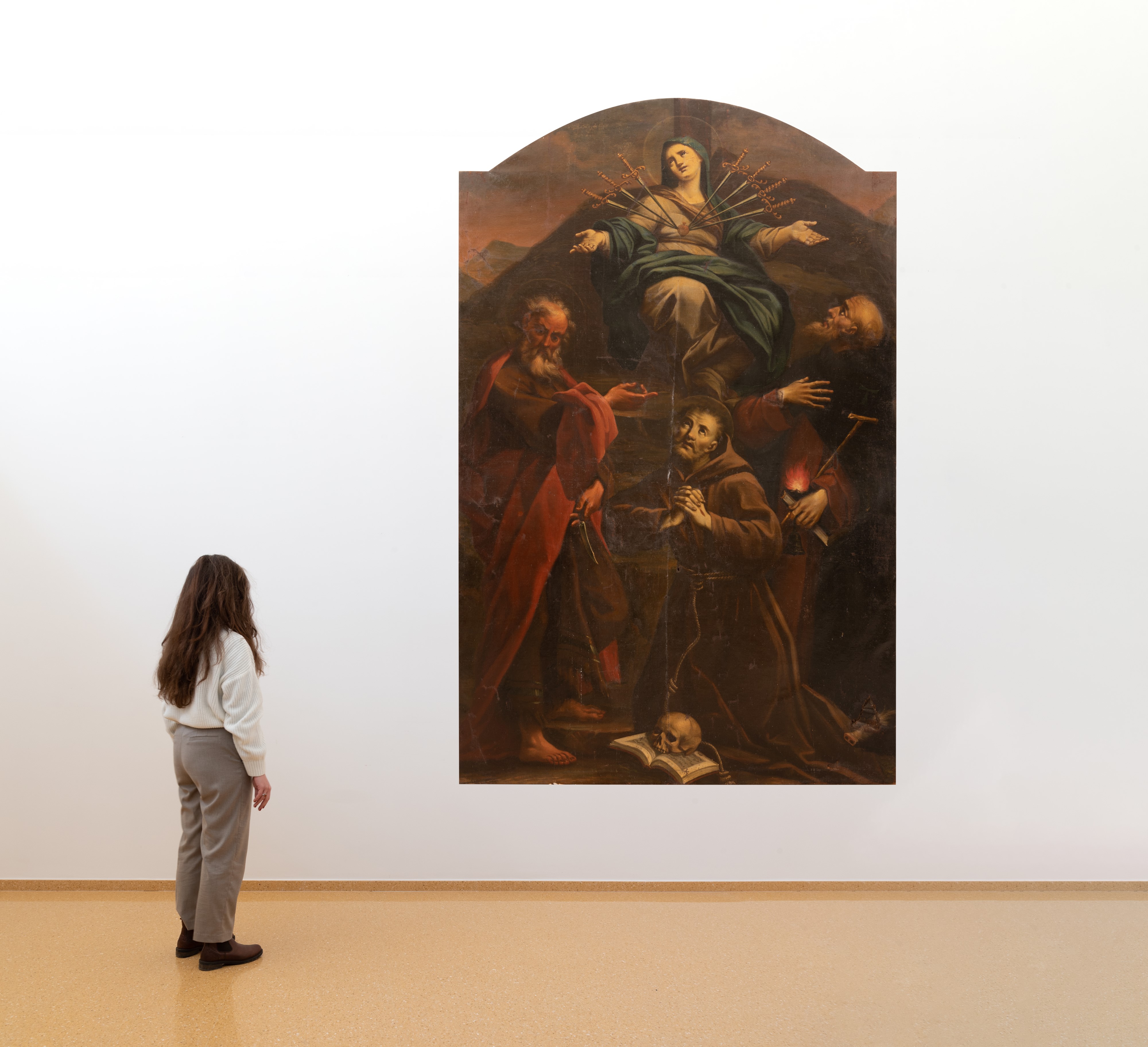 Pala d'altare raffigurante la Madonna Addolorata con San Francesco d'Assisi, S. Antonio e San Bar...