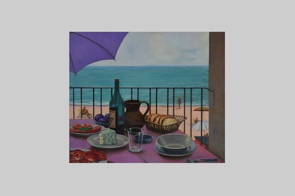 Sergio Ceccotti : Colazione sul Mare  (1988)  - Olio su tela - Auction Modern and Contemporary Art - Gliubich Casa d'Aste