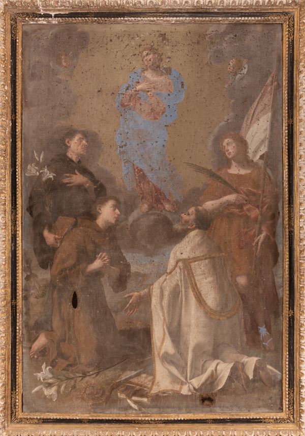 Pittore napoletano attivo nella seconda met&#224; del XVII secolo - Apparizione della Madonna a San Nicola da Tolentino 