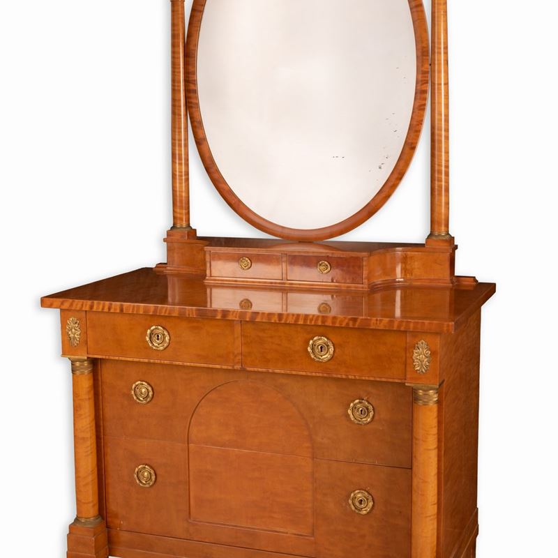 Comò con specchiera in stile Biedermeier