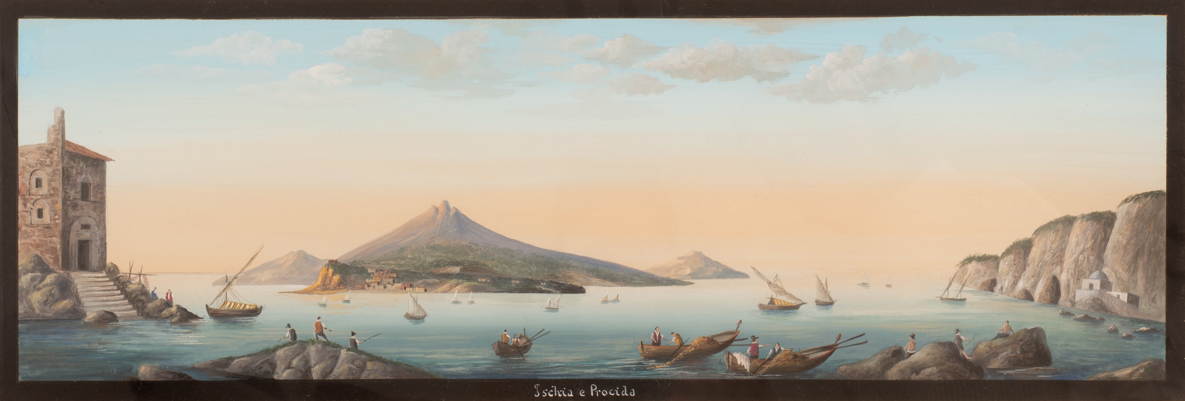 Gouache Raffigurante Ischia e Procida