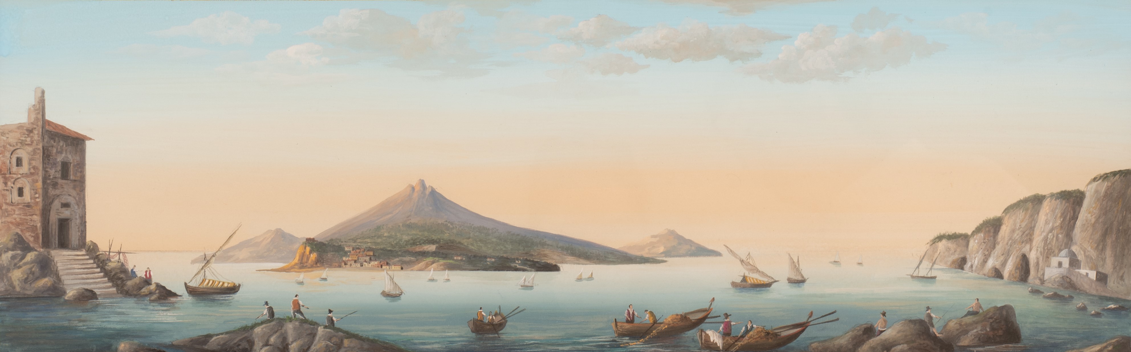 Gouache Raffigurante Ischia e Procida