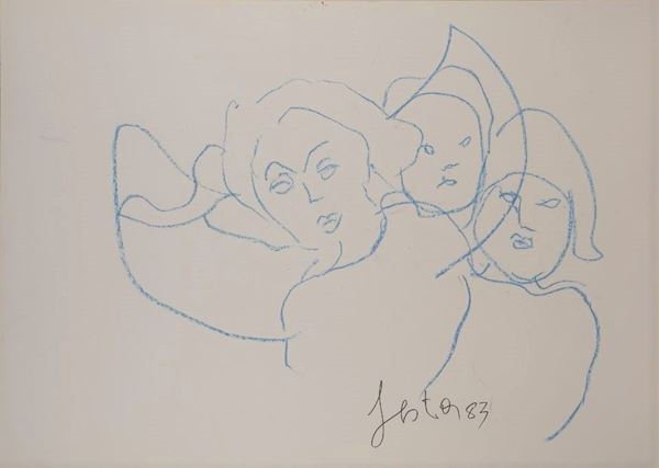 Tano Festa : Senza Titolo  (1983)  - Pastelli a cera su cartoncino - Auction Modern and Contemporary Art - Gliubich Casa d'Aste