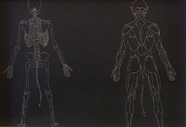 H.H. Lim : Anatomia di diavolo  (1997)  - Inchiostro argesnto su cartoncino nero - Asta Arte Moderna e Contemporanea - Gliubich Casa d'Aste