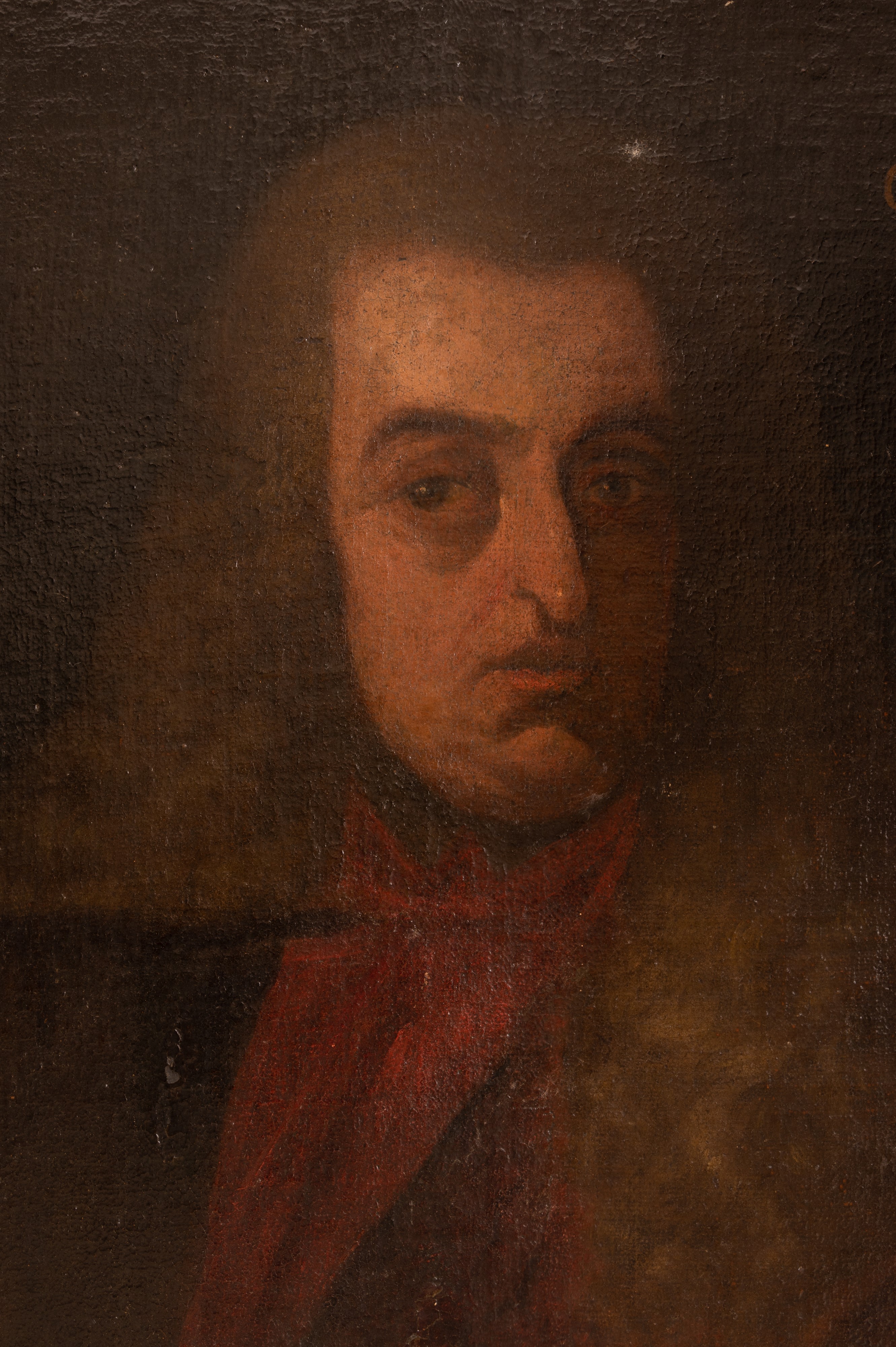 Ritratto del mercante Giovanni Giacomo Cicogna (1695-1764) con a lato lo stemma del casato sormon...