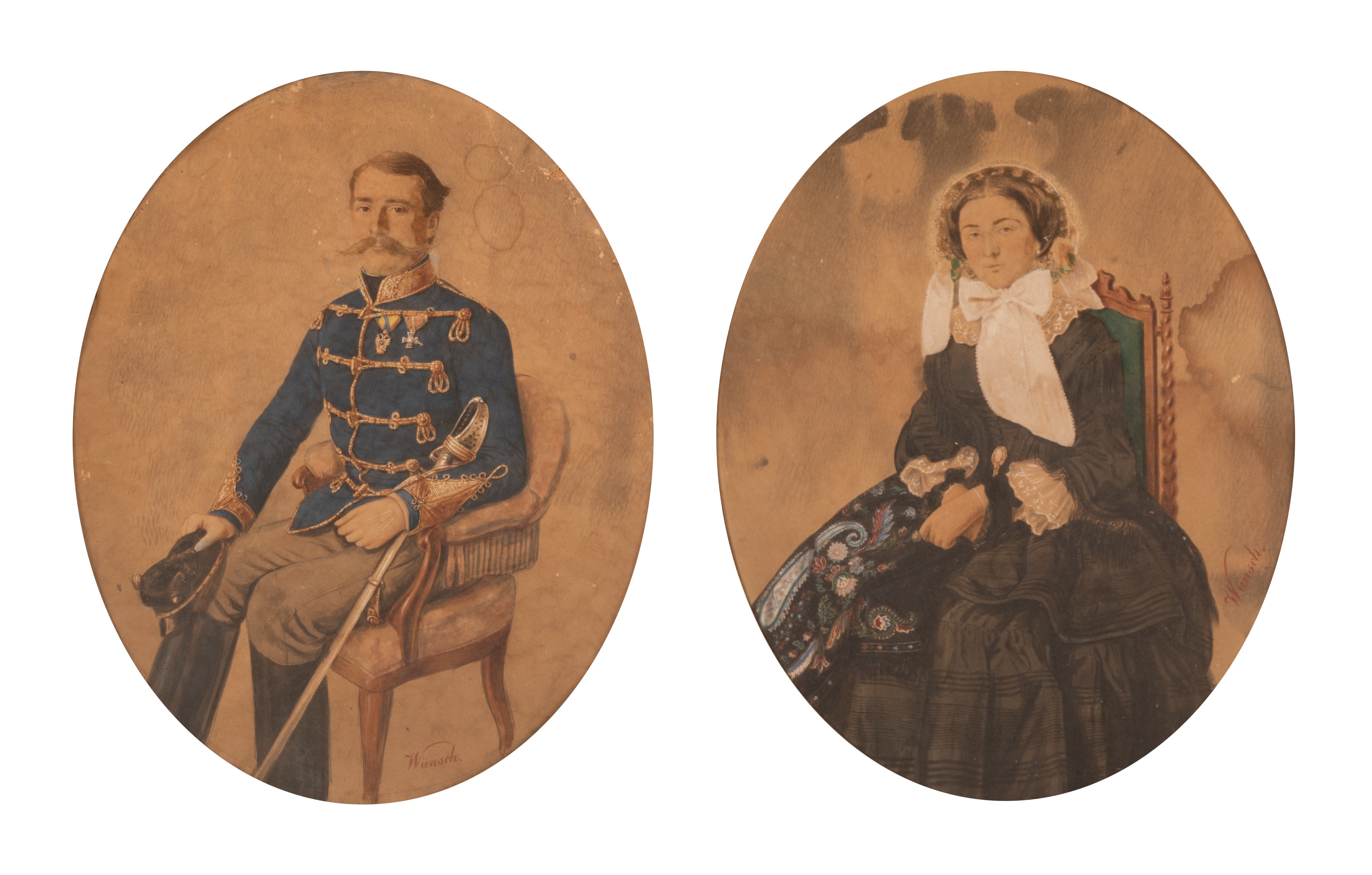 coppia di ritratti "Ufficiale e Gentildonna"