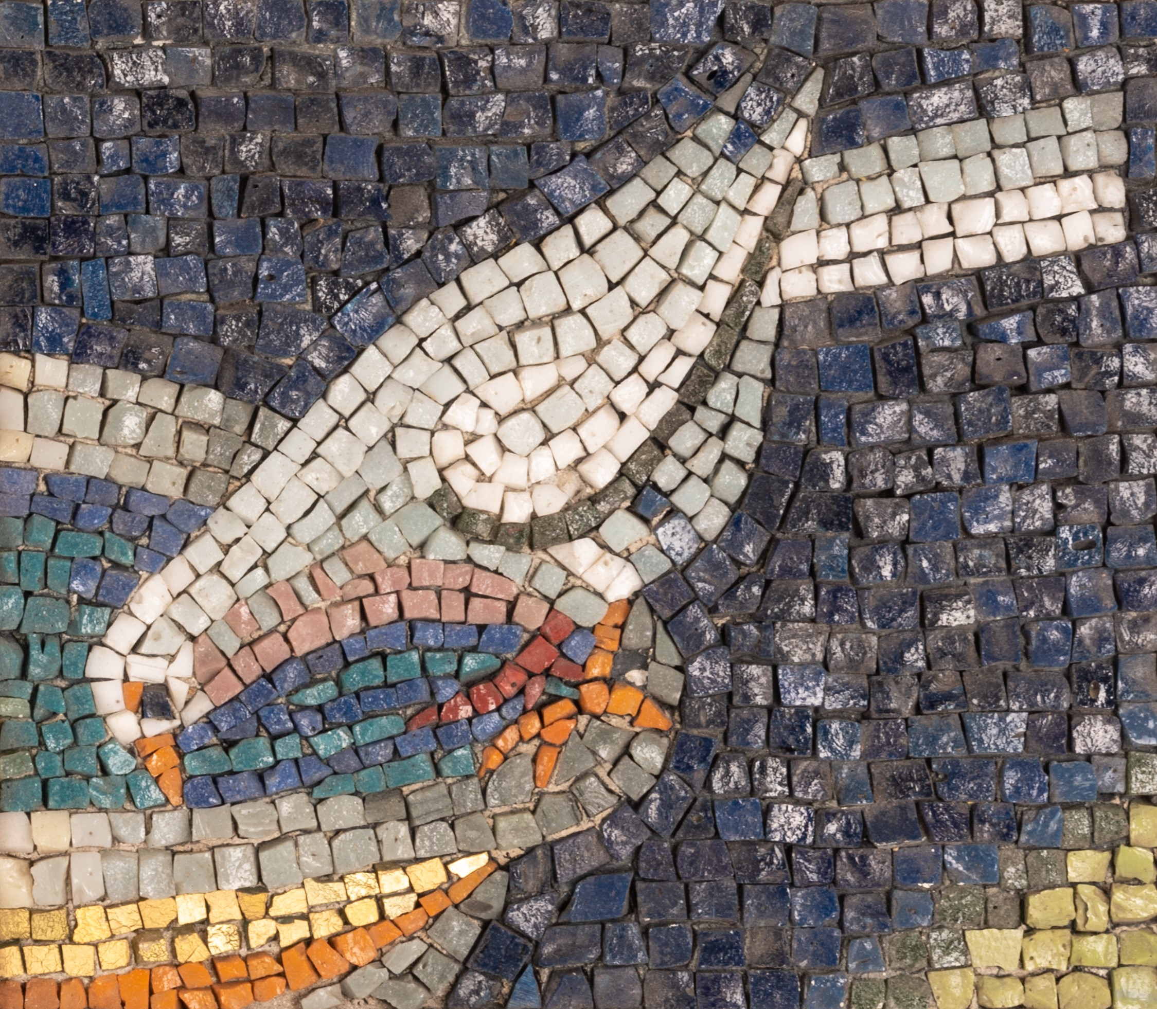 Coppia di Mosaici Raffiguranti Colombe