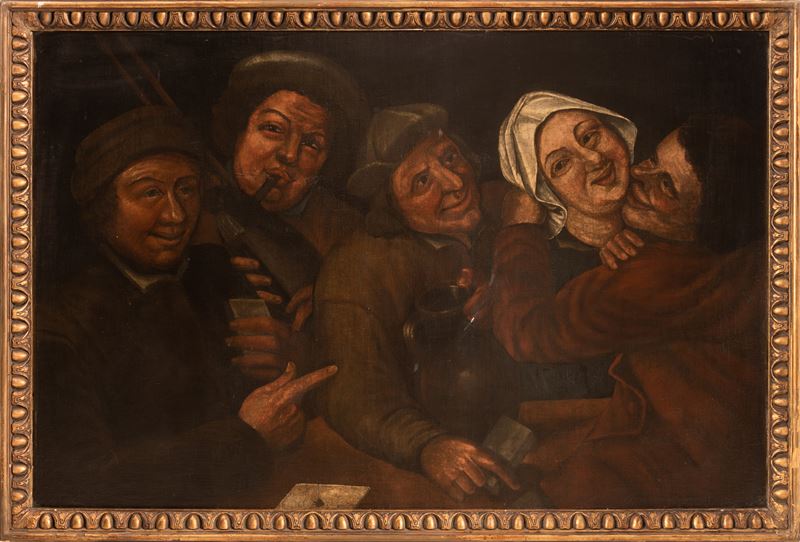 Pittore Olandese del XVII Secolo - Un'allegra Compagnia