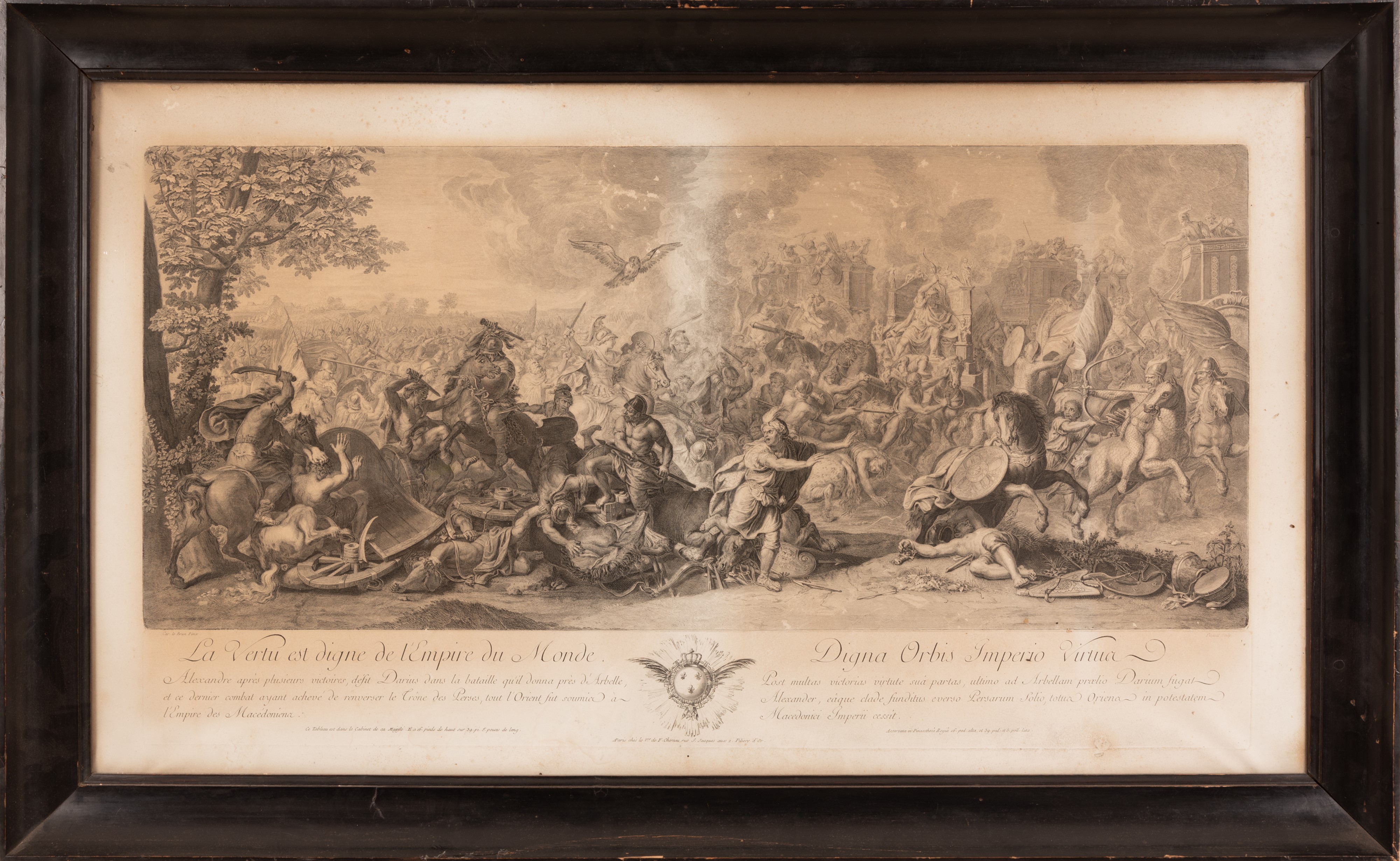 Coppia di Incisioni di Scuola Francese su Disegno di Charles le Brun