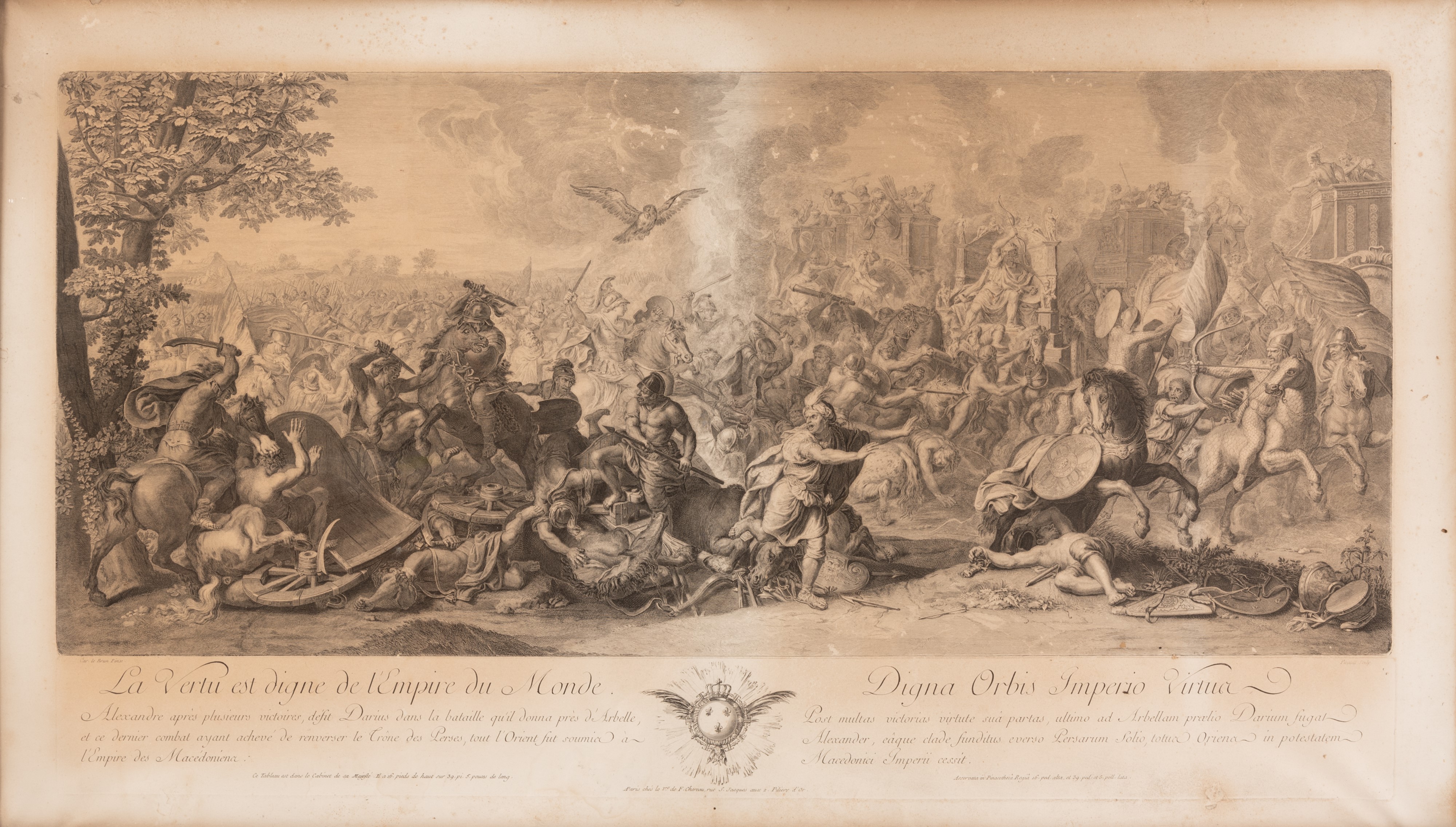 Coppia di Incisioni di Scuola Francese su Disegno di Charles le Brun