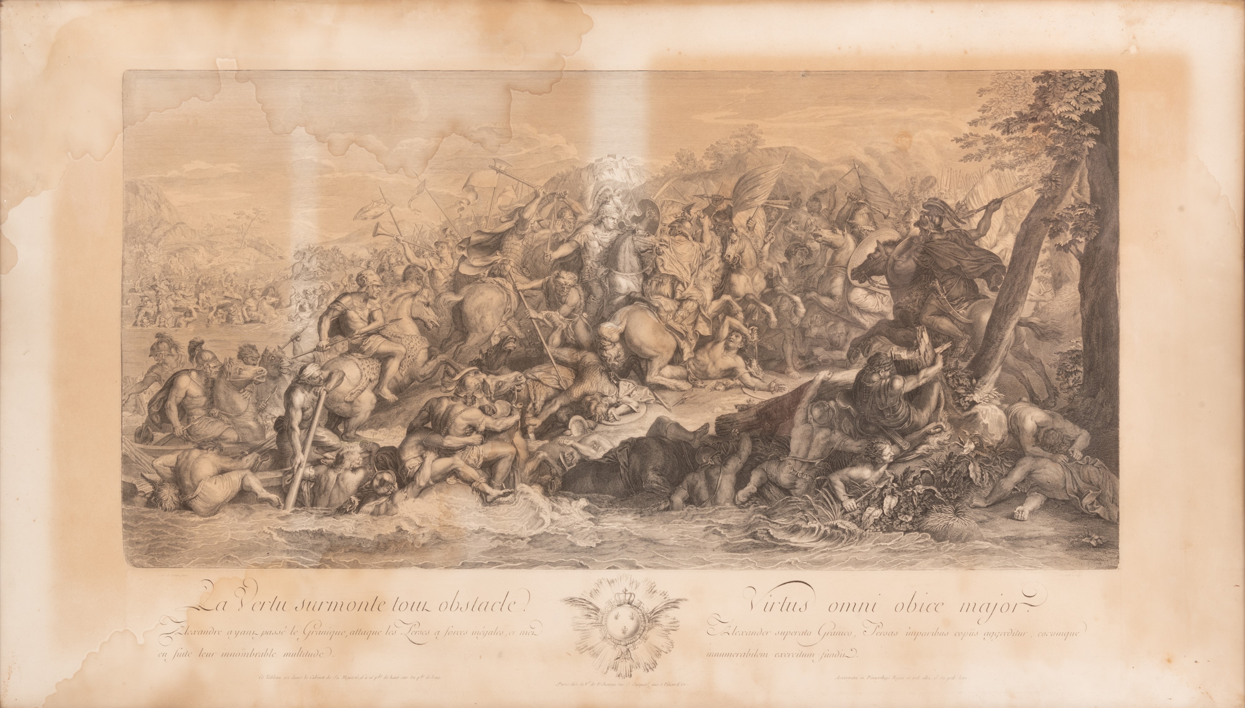 Coppia di Incisioni di Scuola Francese su Disegno di Charles le Brun