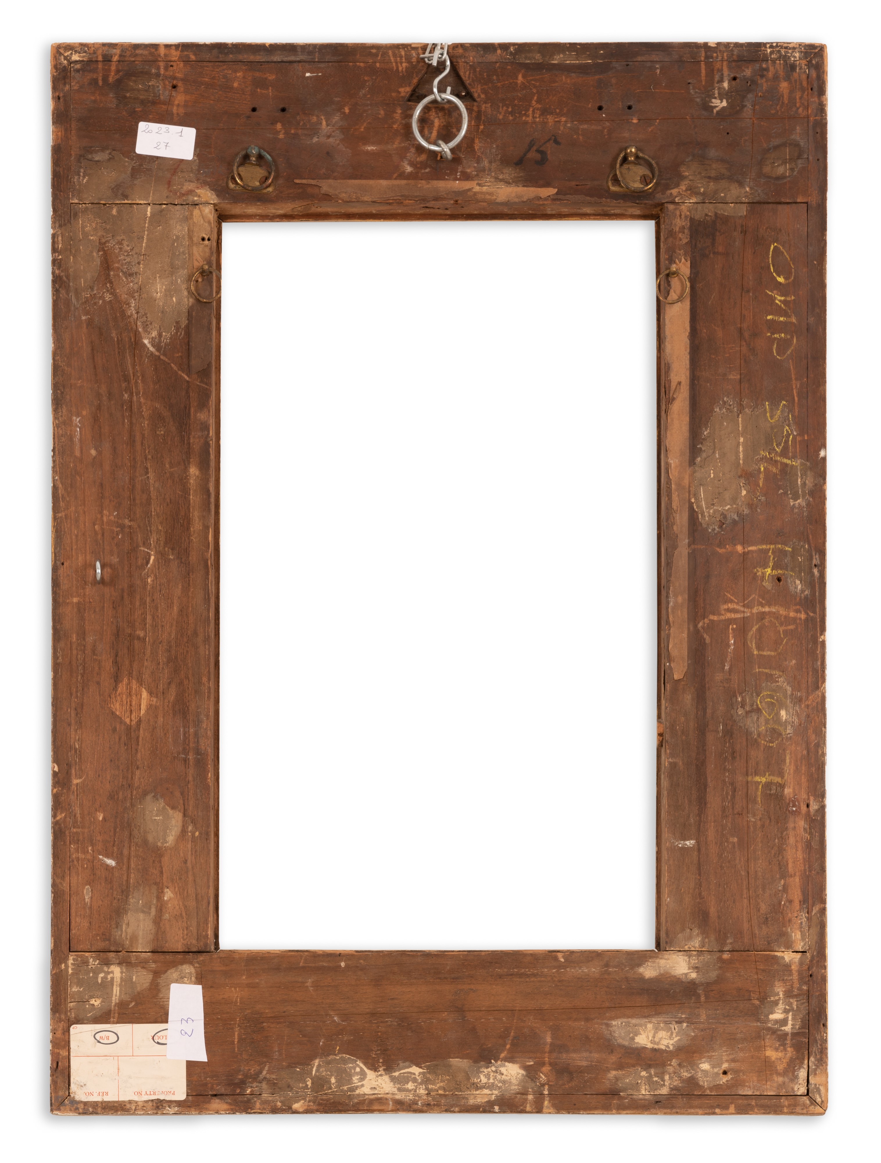 Cornice in Legno Dorato del XIX Secolo con Battuta Liscia Sormontata da un Decoro Perlinato