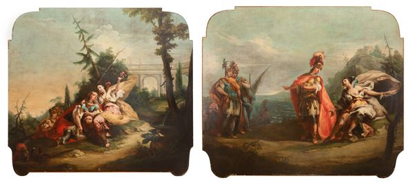 Gian Battista Tiepolo - Coppia di dipinti raffiguranti scene dall'Eneide: l'amore tra Didone e Enea e la partenza di Enea da Cartagine 