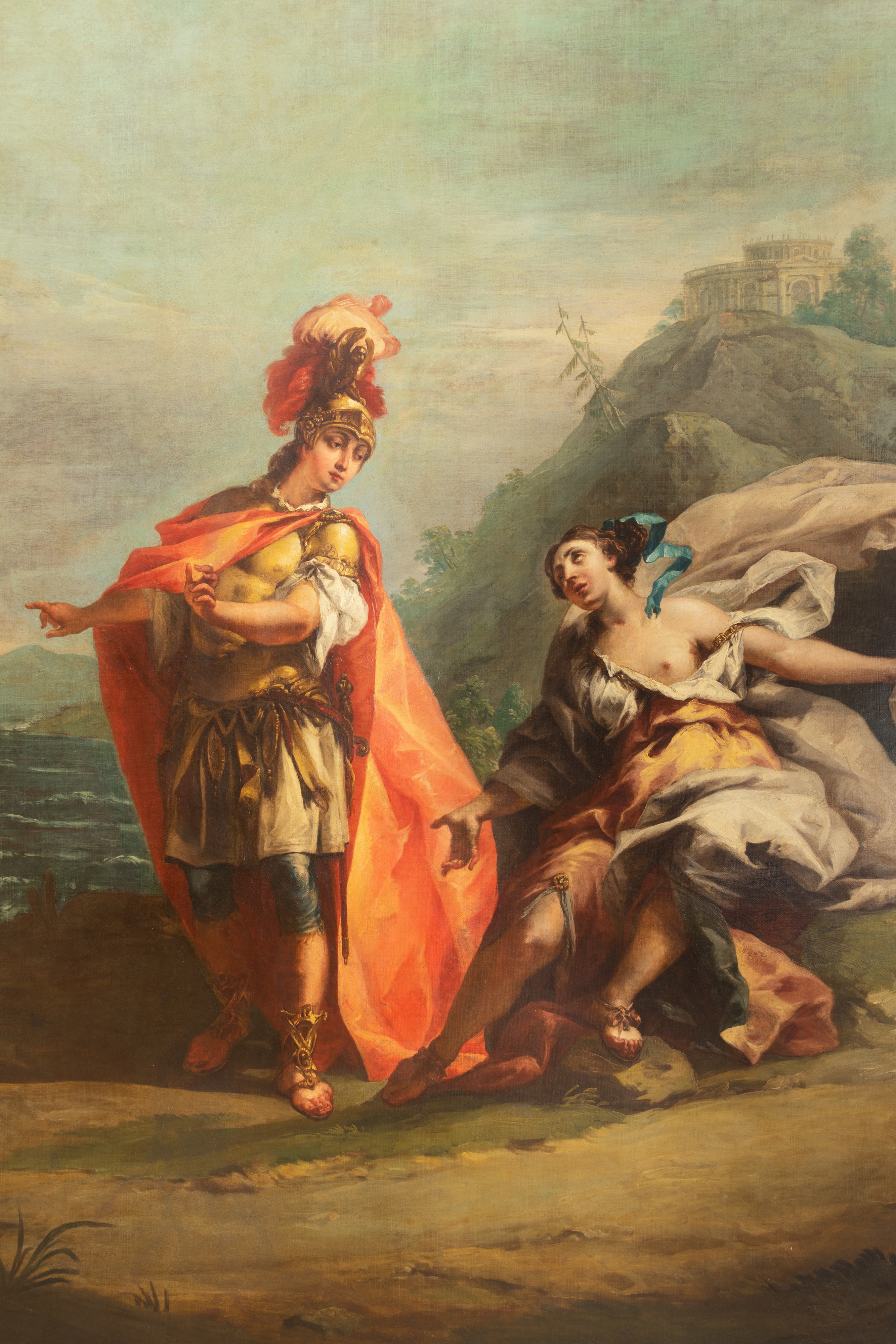 Coppia di dipinti raffiguranti scene dall'Eneide: l'amore tra Didone e Enea e la partenza di Enea...