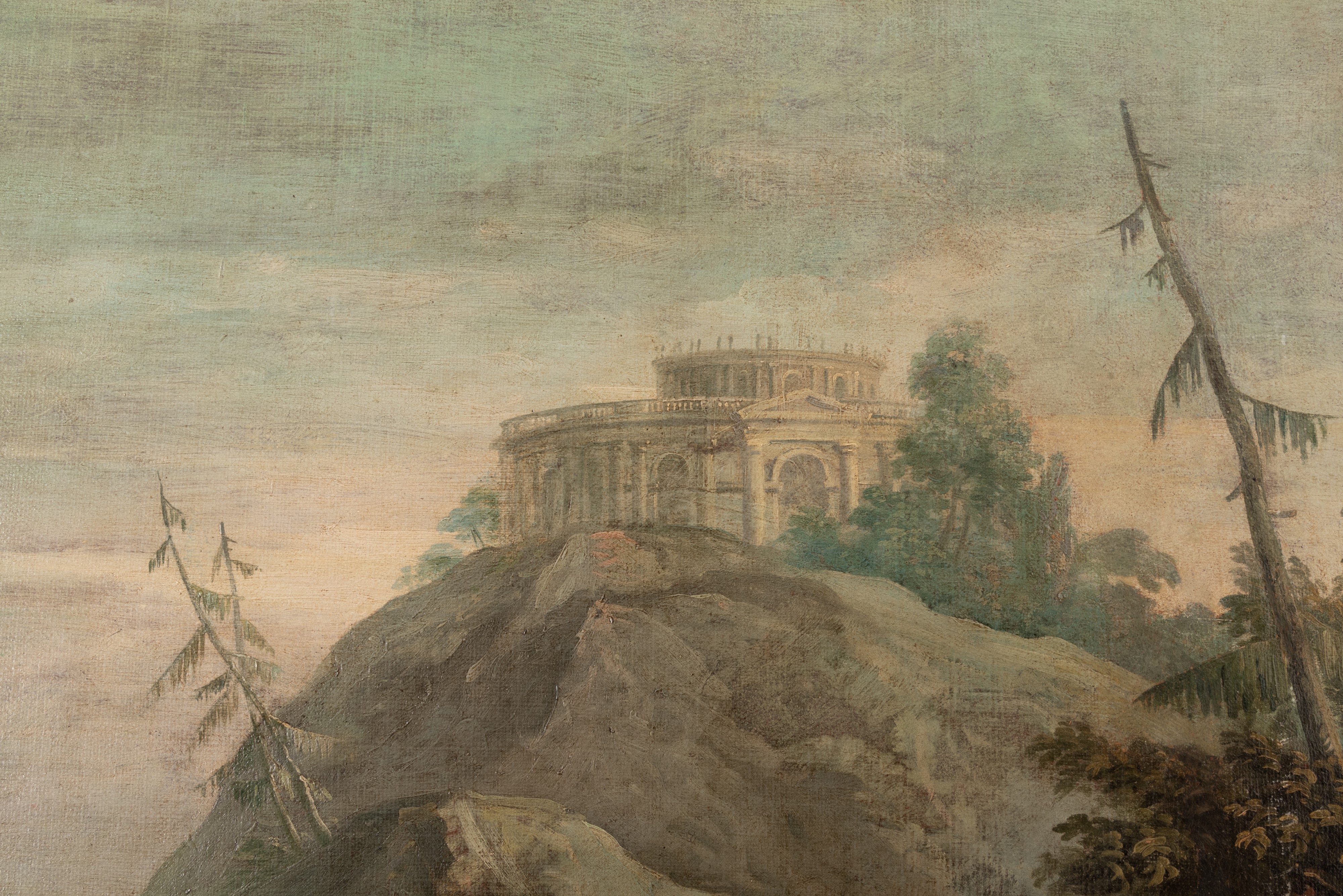 Coppia di dipinti raffiguranti scene dall'Eneide: l'amore tra Didone e Enea e la partenza di Enea...