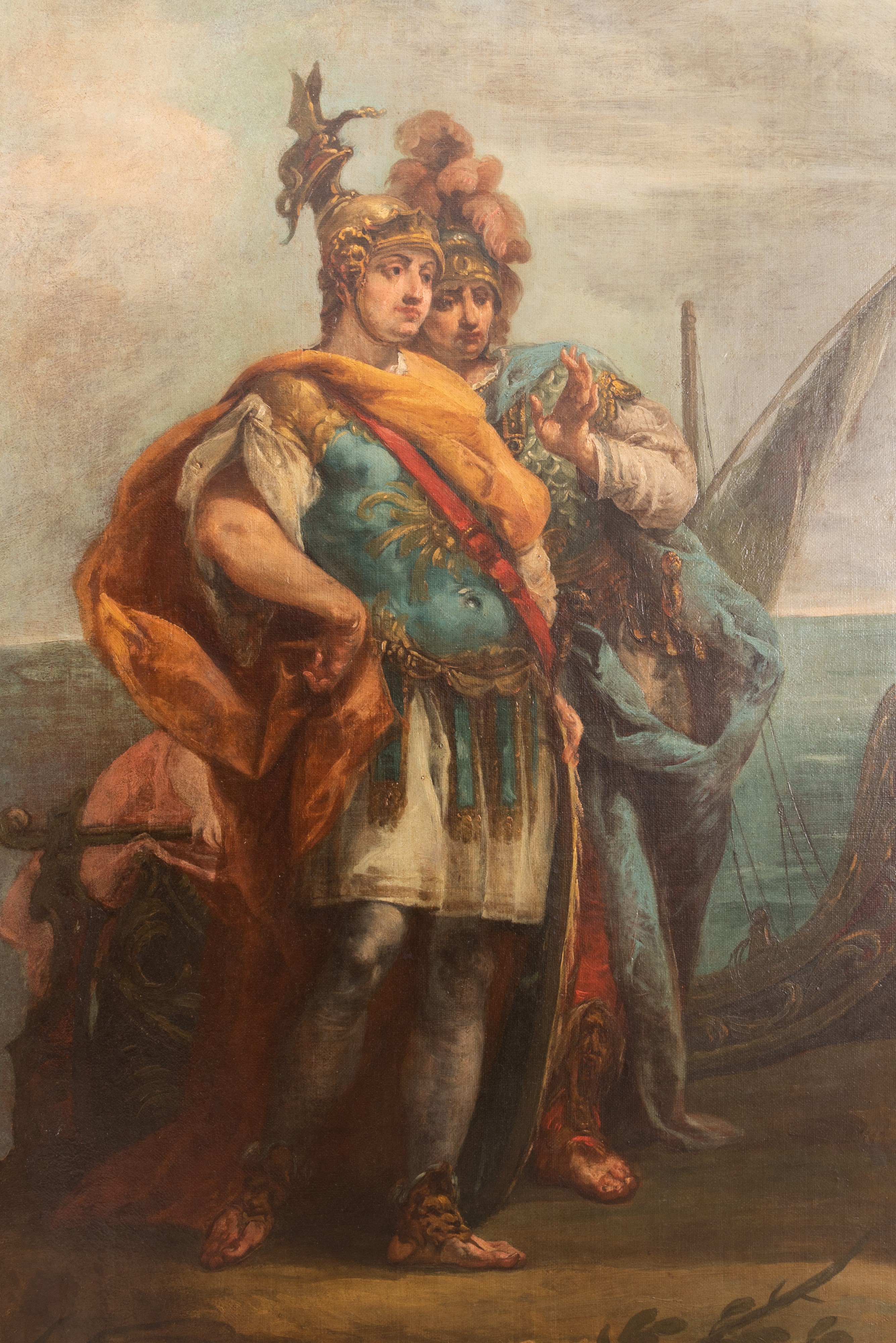 Coppia di dipinti raffiguranti scene dall'Eneide: l'amore tra Didone e Enea e la partenza di Enea...
