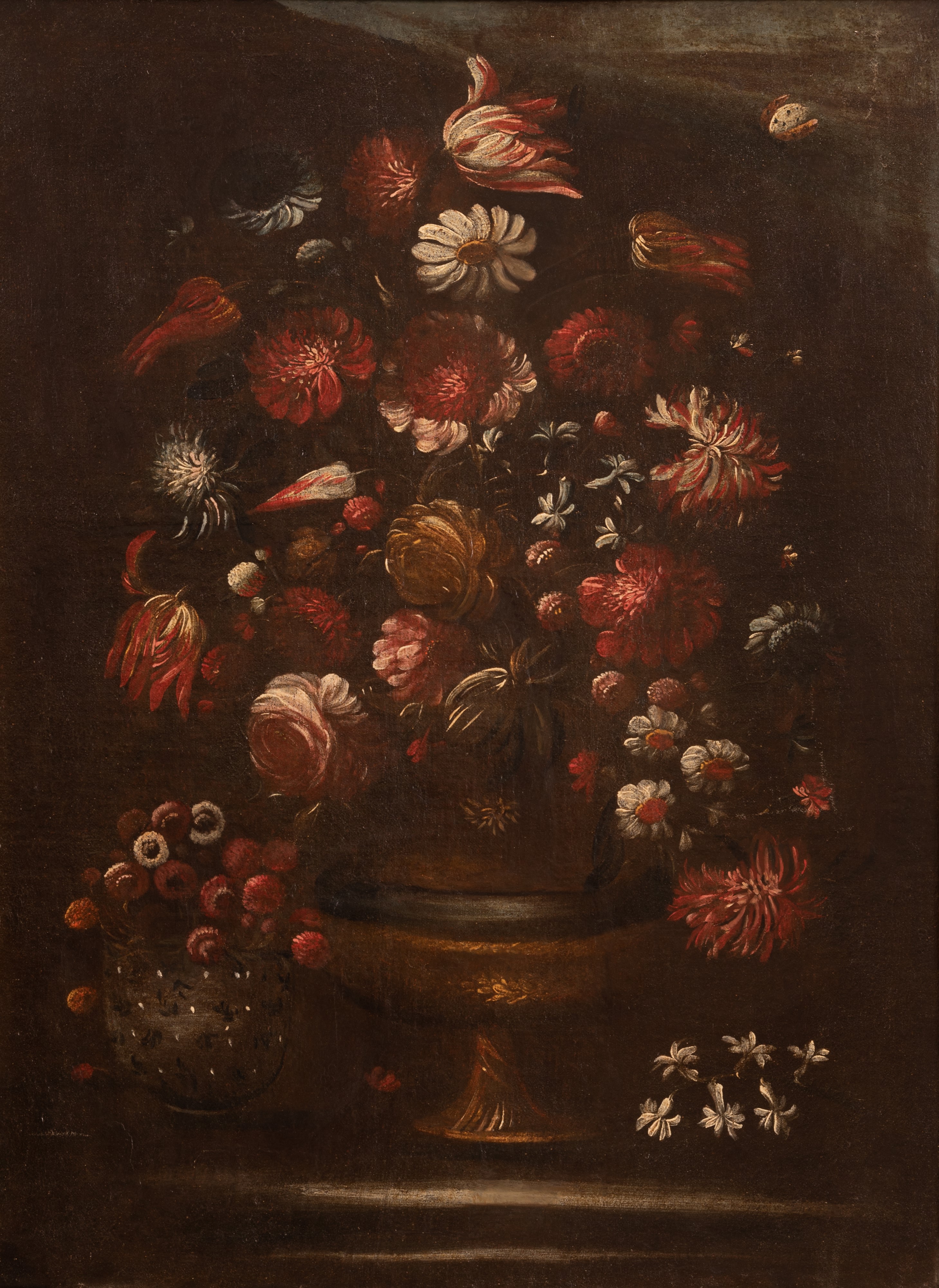 Coppia di nature morte raffiguranti vasi con fiori