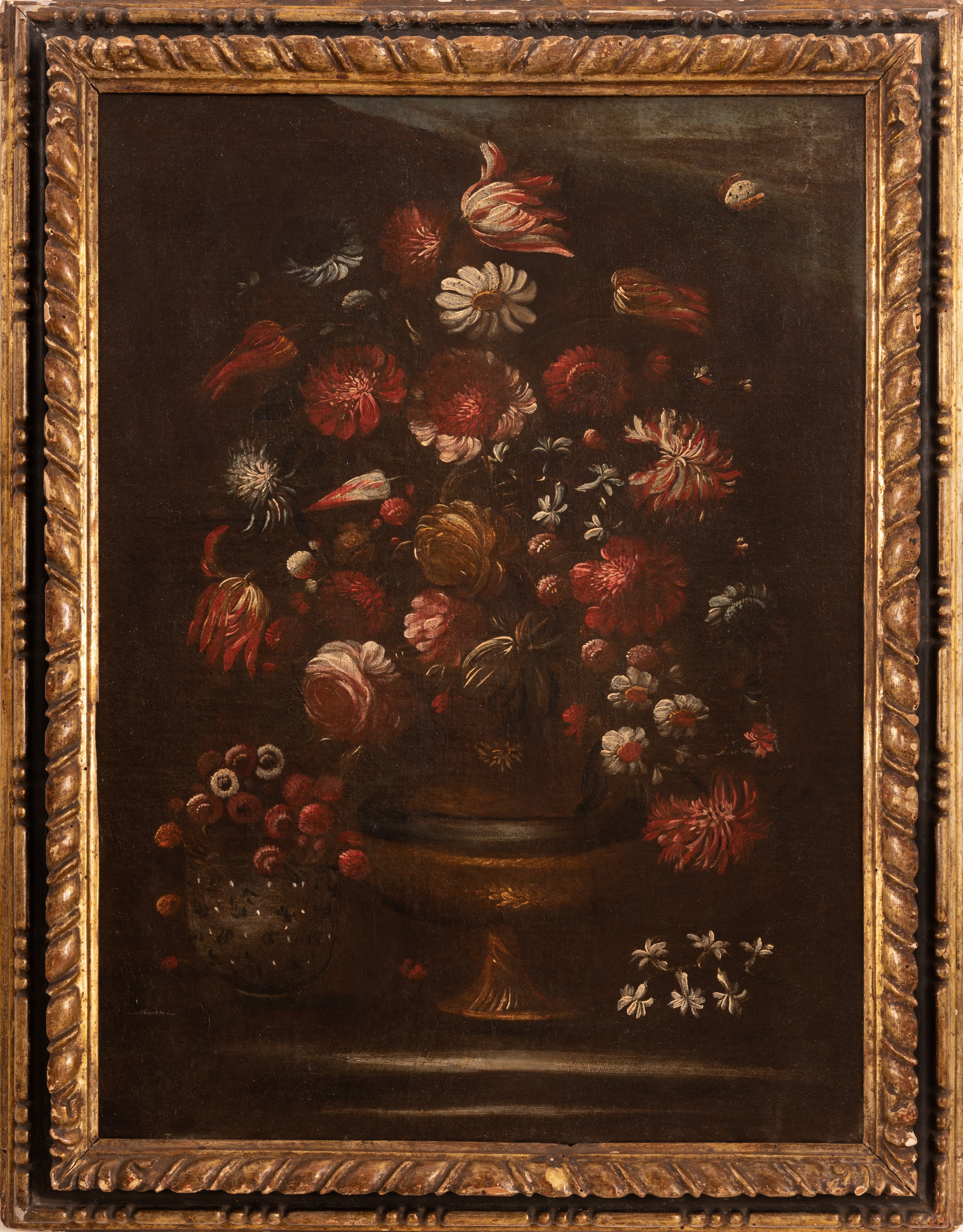 Coppia di nature morte raffiguranti vasi con fiori