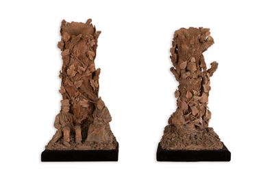 Coppia di Sculture in Terracotta Intitolate "prima Età" e "ultima Età"