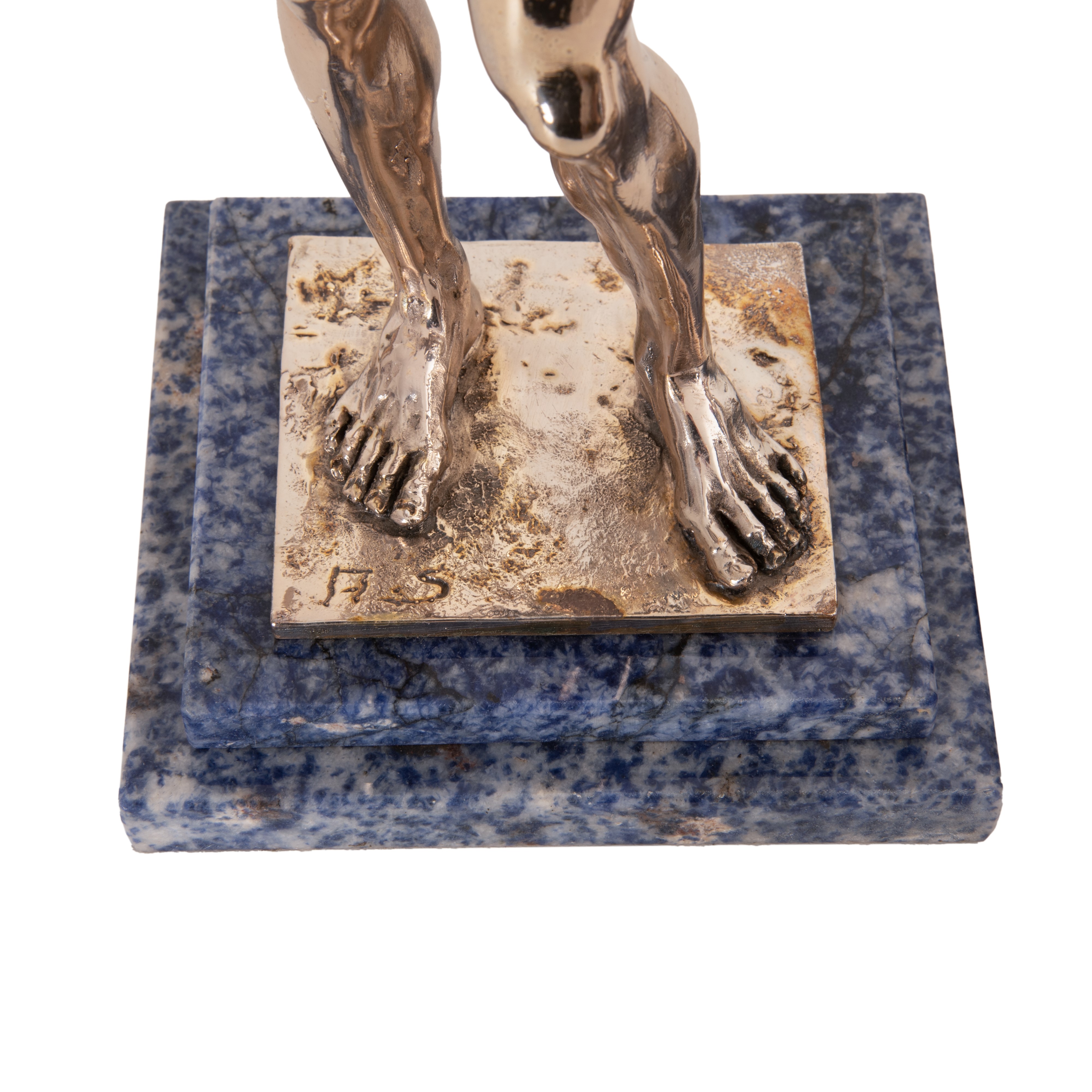 Amilcare Santini - Coppia di Sculture Laminate in Argento Raffiguranti Bronzi di Riace su Basi di...