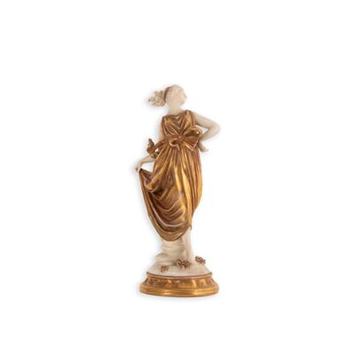 Vestale in Ceramica di Capodimonte Bianca e Oro