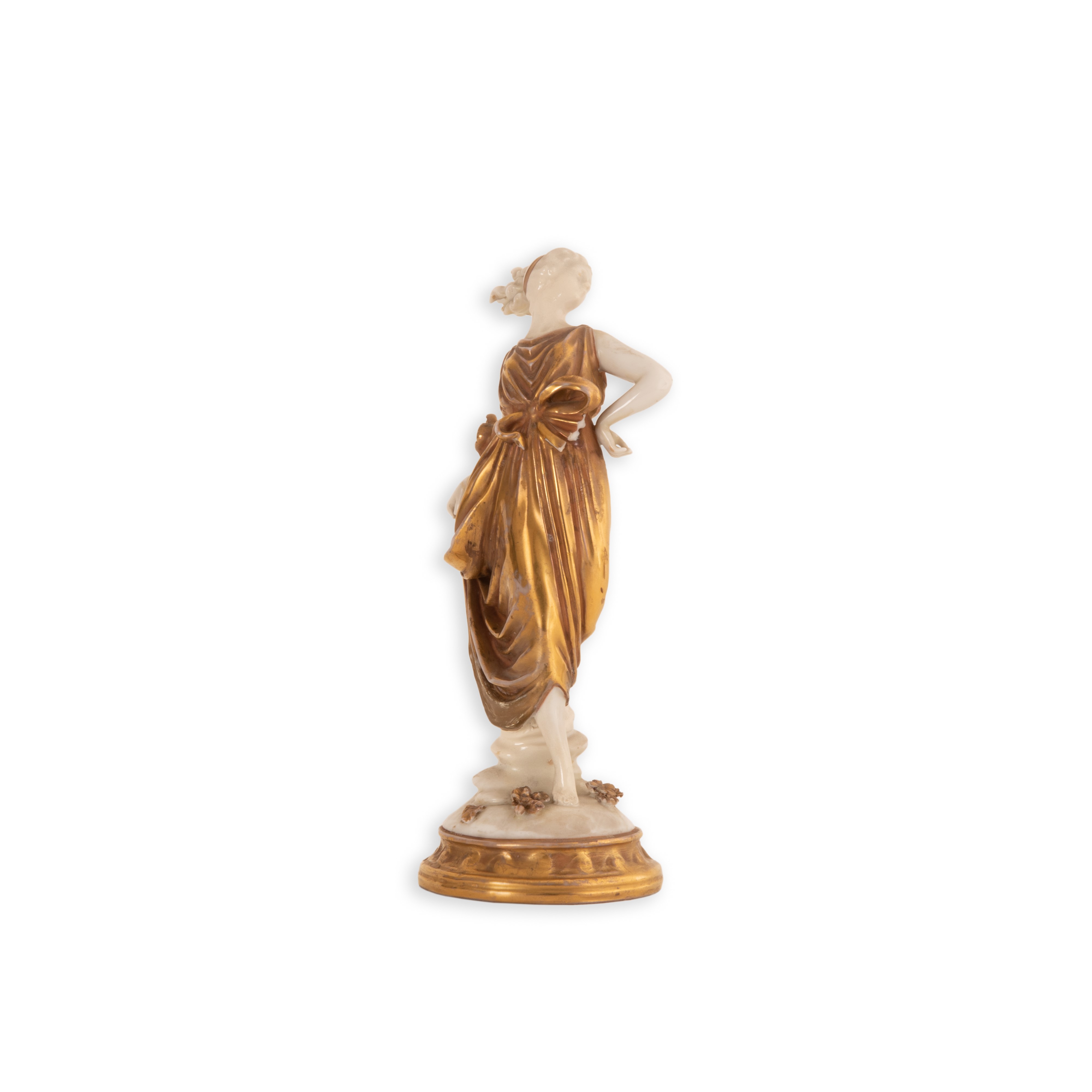 Vestale in Ceramica di Capodimonte Bianca e Oro
