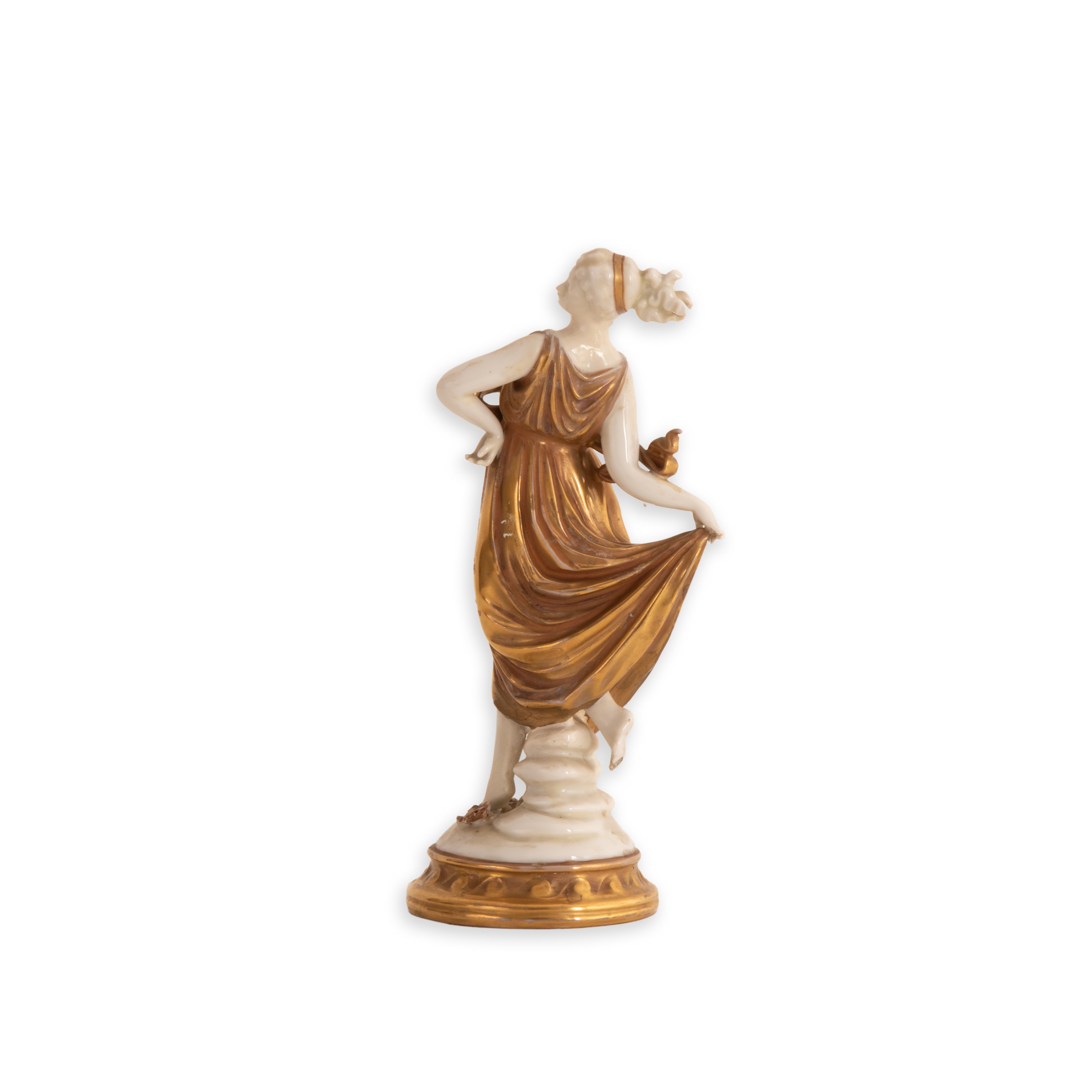 Vestale in Ceramica di Capodimonte Bianca e Oro